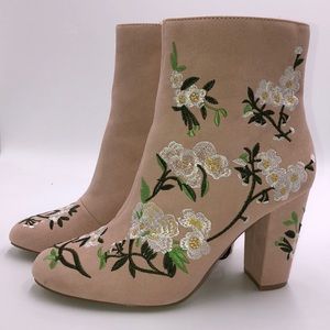 Floral Embroidered Ankle Boots